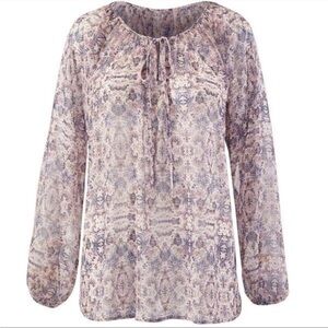 CAbi #5028 Boho Sienna Floral Print Peasant Style Blouse Size Small